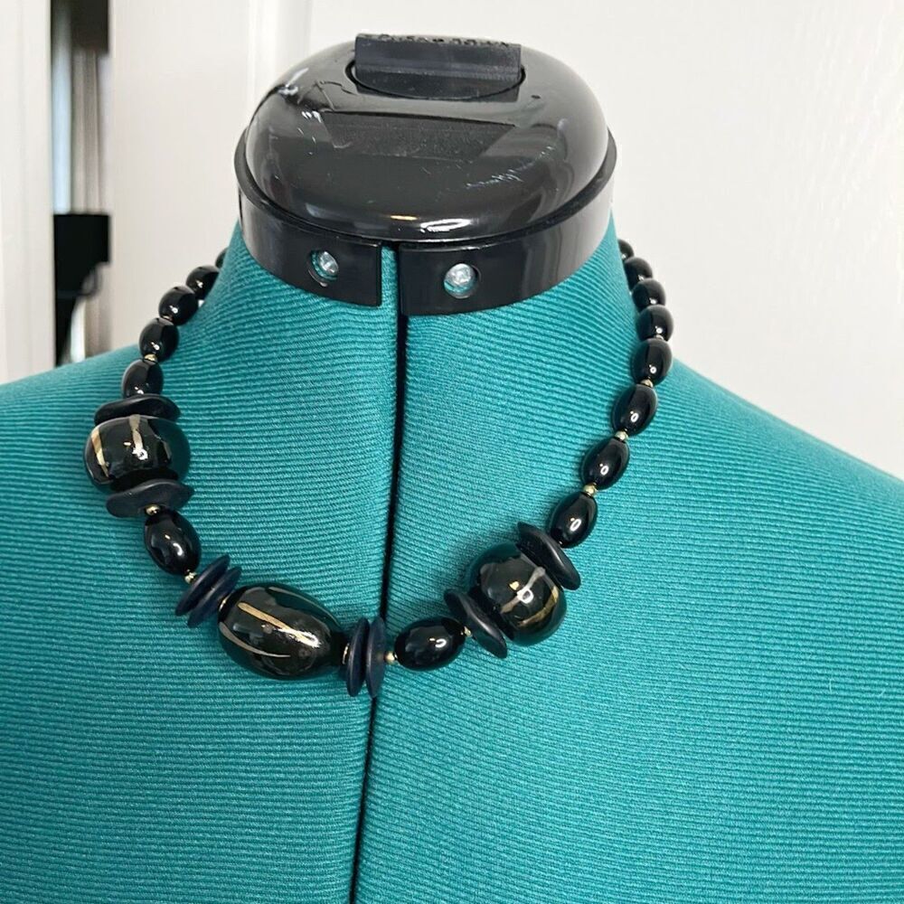 Made in Japan Chunky Round Beaded Hand Painted Native Choker Fashion Necklace